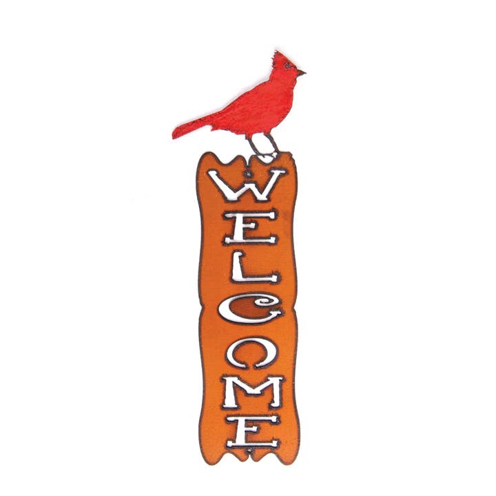 Whimsies - Wholesale Outdoor Sign - Cardinal welcome sign garden spring bird patio front porch1