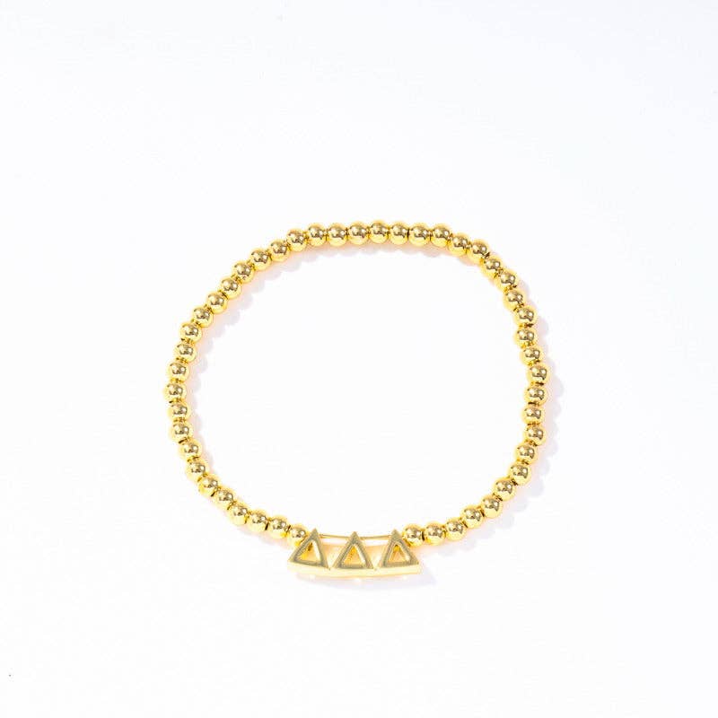 Color Shout - Wholesale Beaded Bracelet - B211 - Sorority: Gold Beaded Bracelet with Greek Letters on Stretch Cord24
