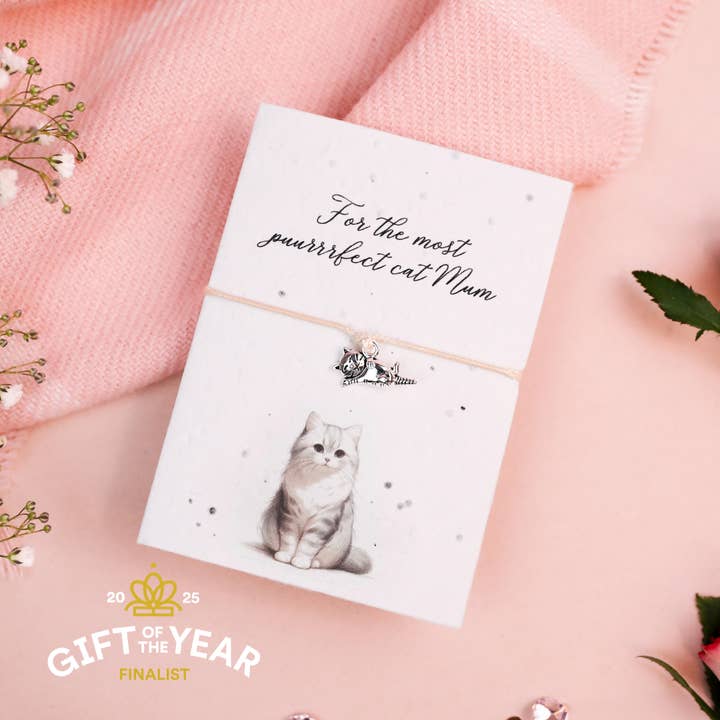 Cat Mum - Seeded Card & Wish Bracelet for wholesale by Letterbox Love Bracelets