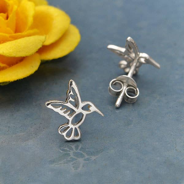 Nina Designs - Wholesale Stud/Post Earrings - Sterling Silver Hummingbird Post Earrings 10x10mm