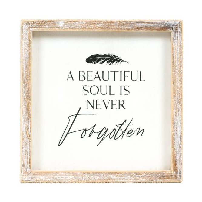 12079 - 8x8 wood frame sign (FORGOTTEN) Sympathy Gift for wholesale by Devanie At Home (Formerly Adams & Co.)