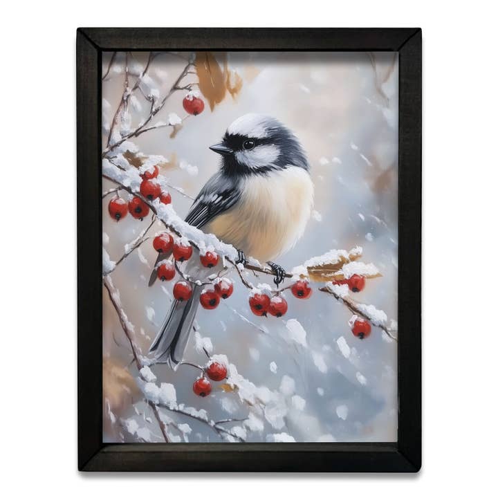 JanMichaels Art & Home - Wholesale Wall Sign - HMK150 Snowy Blue Bird Box Frame1