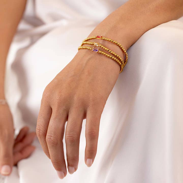 Mint & Lily - Wholesale Beaded Bracelet - Gold Beaded Birthstone Bracelet1