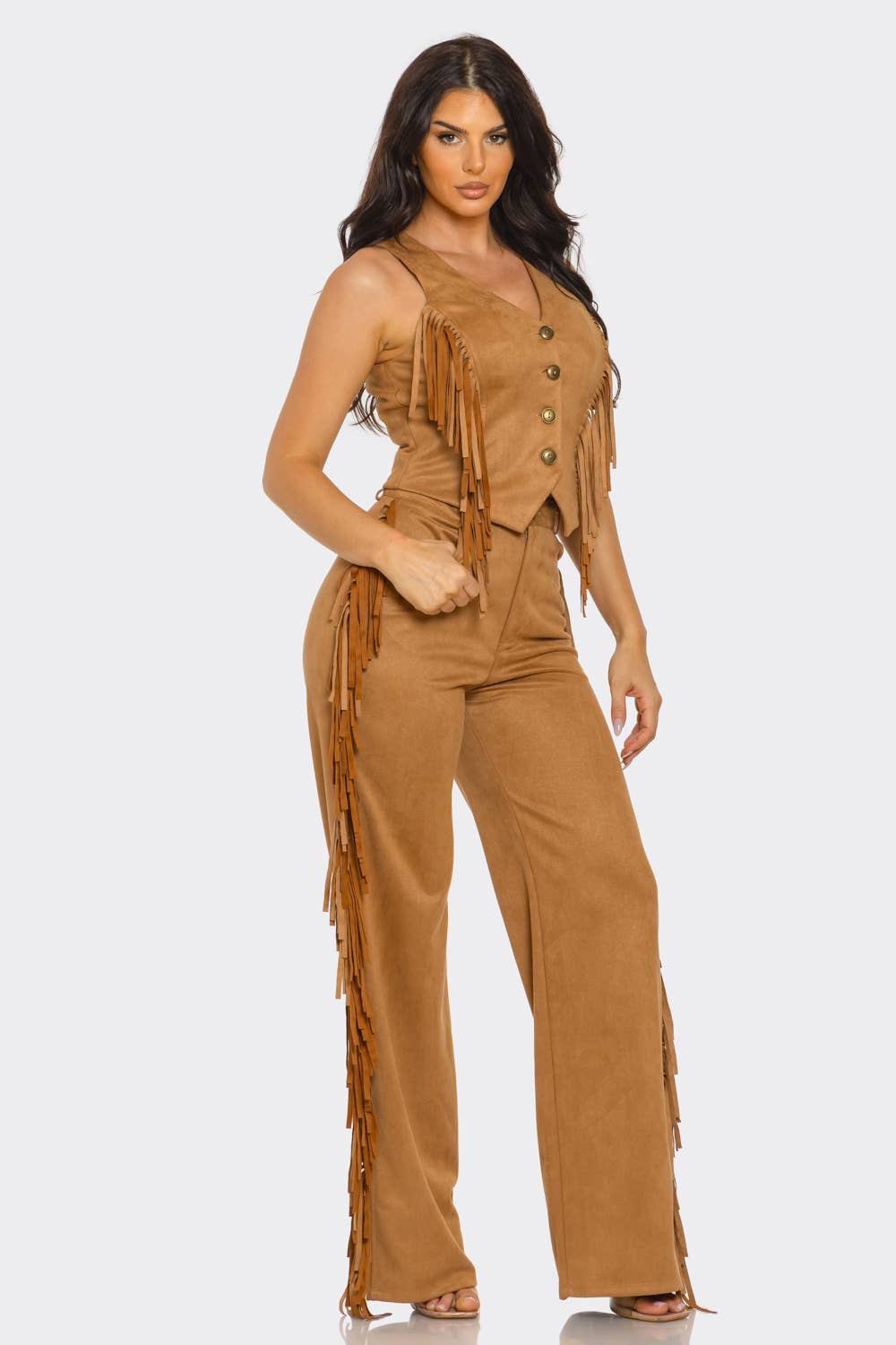 Julia by LoveJ – wholesale Top & pants set (NOT Loungewear) – Women's – Plus Size Button Down Side Tassel Top And Pants Set2