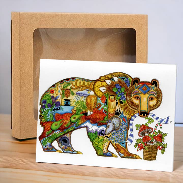 Grizzly Holiday Boxed Card Set (8) for wholesale by EarthArt International