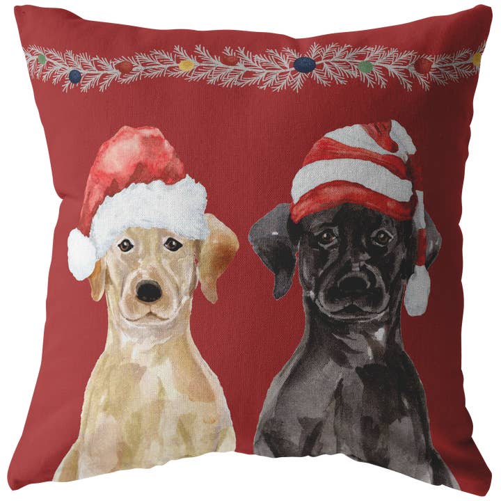 Black Yellow Lab Christmas Gift | Holiday Throw Pillow | Gift for Labrador Retriever Owners for wholesale by The Creative Pioneer