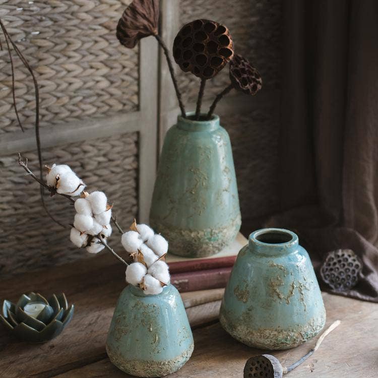 Rustic Reach - Wholesale Vase - Turquoise Ceramic Vase7