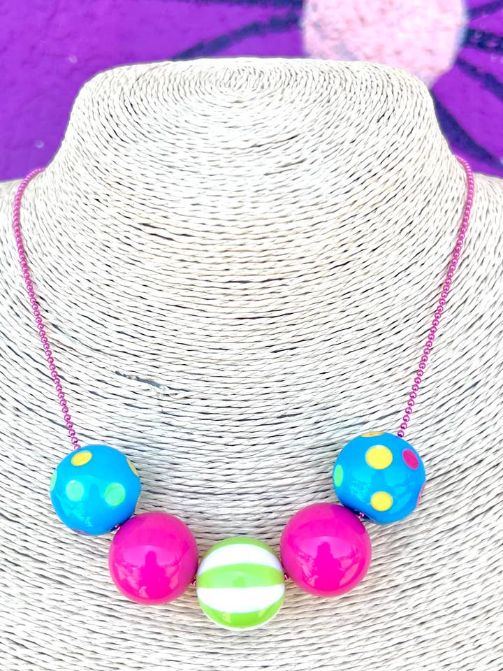 Abalorio con forma de pelota de playa a rayas de 20 mm para venta al por mayor de Briano Wholesale