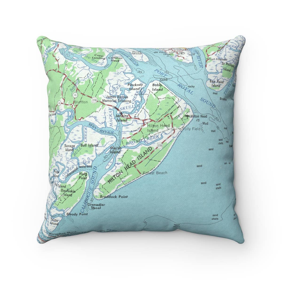Daisy Mae Designs - Wholesale Throw/Decorative Pillow - Hilton Head Island South Carolina Map Pillow0