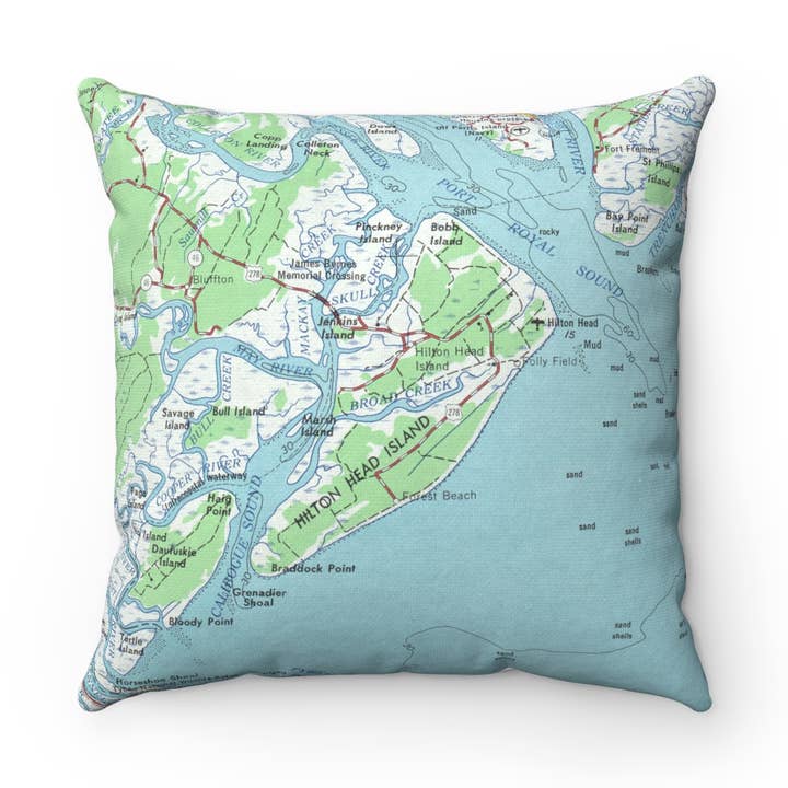 Daisy Mae Designs - Wholesale Throw/Decorative Pillow - Hilton Head Island South Carolina Map Pillow0