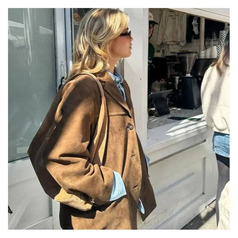 UZ Wholesale Store - Wholesale Jacket - Women's - Vintage Loose Fit Suede Jacket Coat2