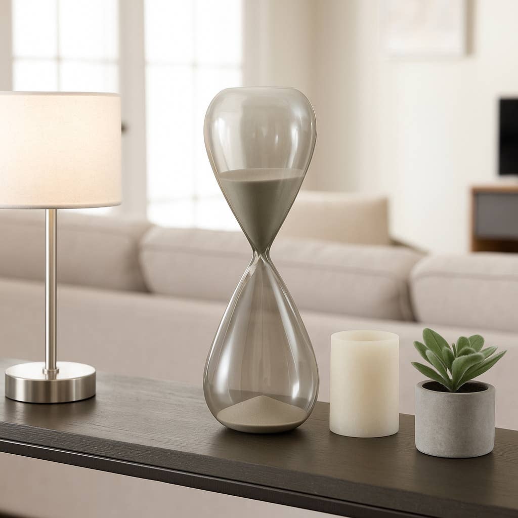 Sagebrook Home - Wholesale Decorative Tabletop Object - Glass Small Teardrop Silhouette Hourglass - Grey, 20 in.1