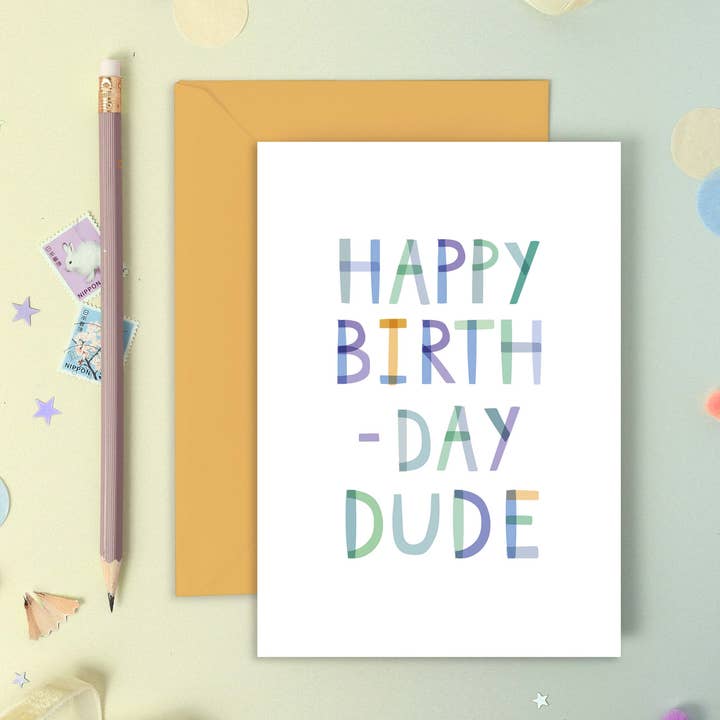 Happy Birthday Dude — Verjaardag verijdelde wenskaart voor wholesale door Two For Joy Illustration