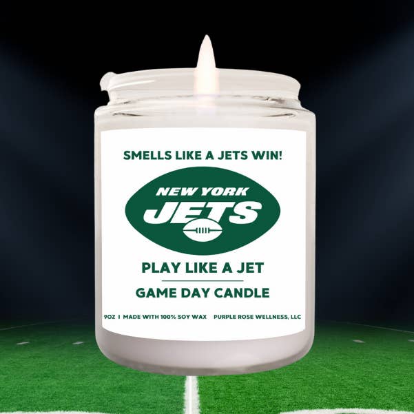 New York Jets Football Candle for wholesale by Purple Rose Wellness, LLC