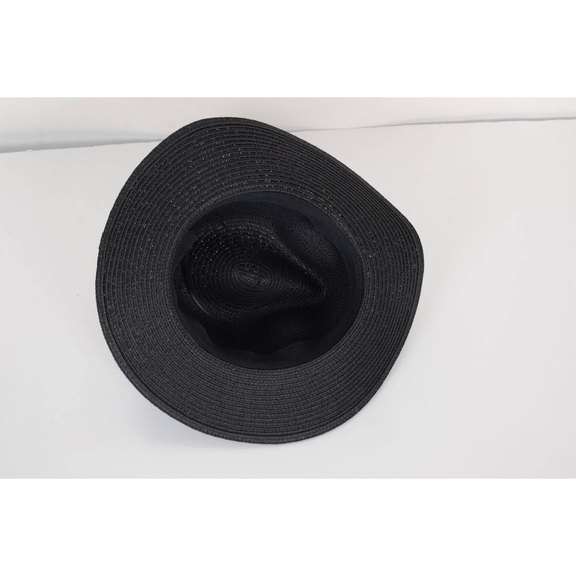 AK Brand - Wholesale Straw Hat - Women's - Wide Brim Straw Fedora Sun Hat Black Band Panama UV Hat9