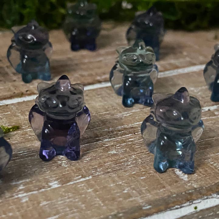 Moon River Designs - Wholesale Spiritual Stone/Crystal - Mini Toothless Crystal Carving Fluorite-Opalite-Obsidian0