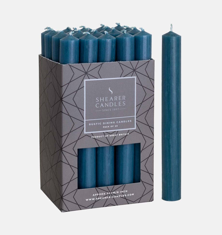 Shearer Candles – wholesale Tapered candle/candlestick – Teal 8 inch Dinner Candles x 20