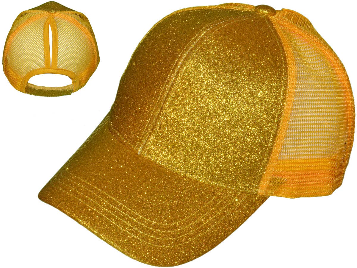 Buck Wholesale – wholesale Trucker hat – Women’s – Glitter Ponytail Trucker Hats - Low Profile Structured Mesh8