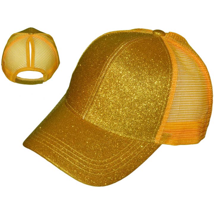 Buck Wholesale - Wholesale Trucker hat – Women’s - Glitter Ponytail Trucker Hats - Low Profile Structured Mesh8
