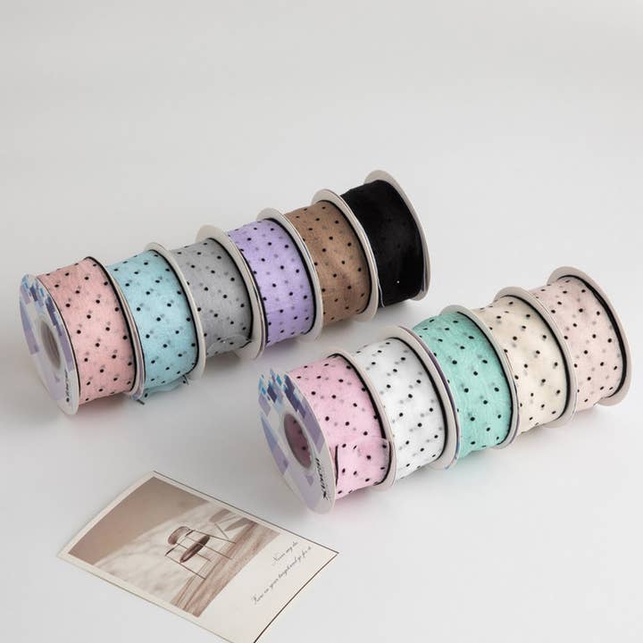 POLKA DOT FLOCKING RIBBON HANDMADE DIY BOW RIBBON_CWMM5781 for wholesale by ACCITY