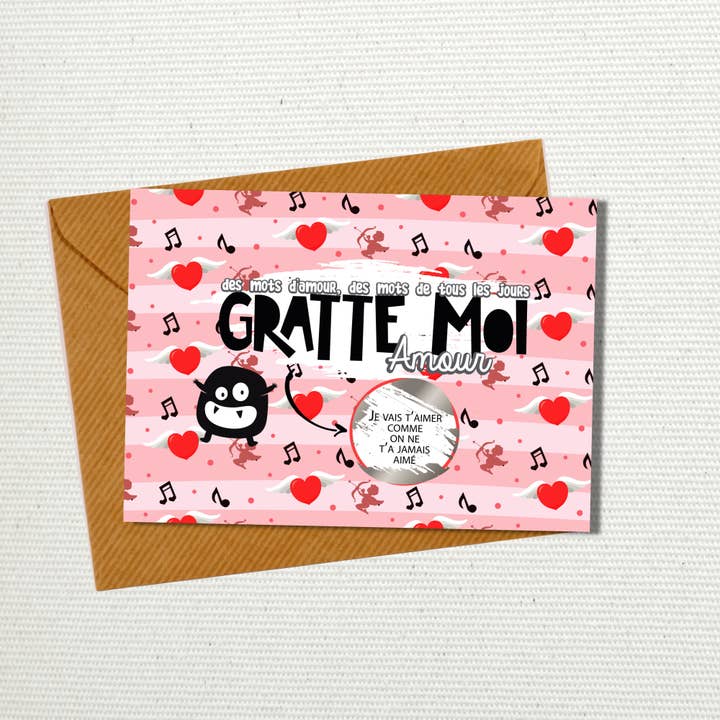 Carte à gratter déclaration d'amour : "je vais t'aimer ...." pour la vente par GRATTE MOI papeterie