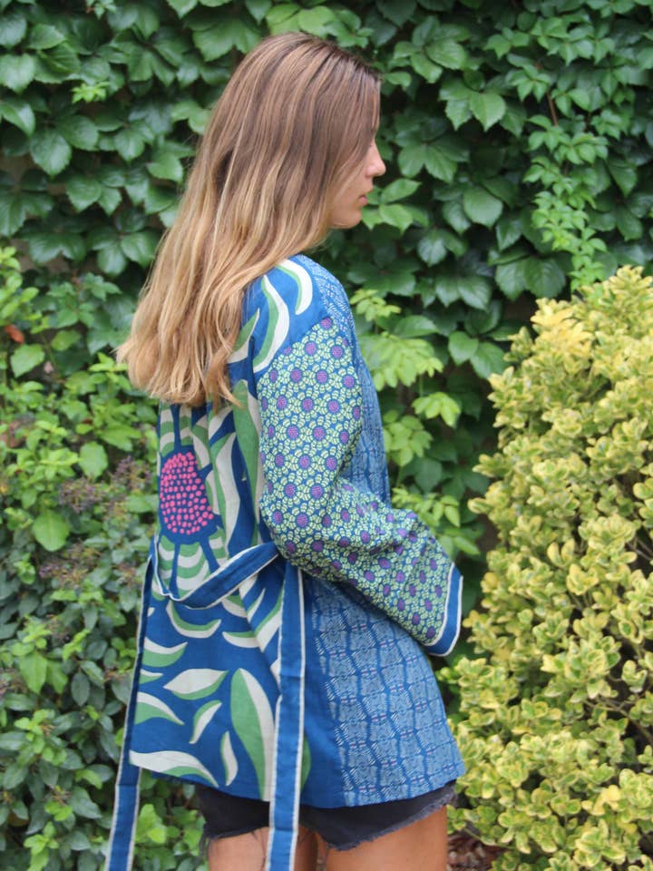 Les Belles Vagabondes - Wholesale Kimono - Women's - Kimono Sunflower Marine Navy