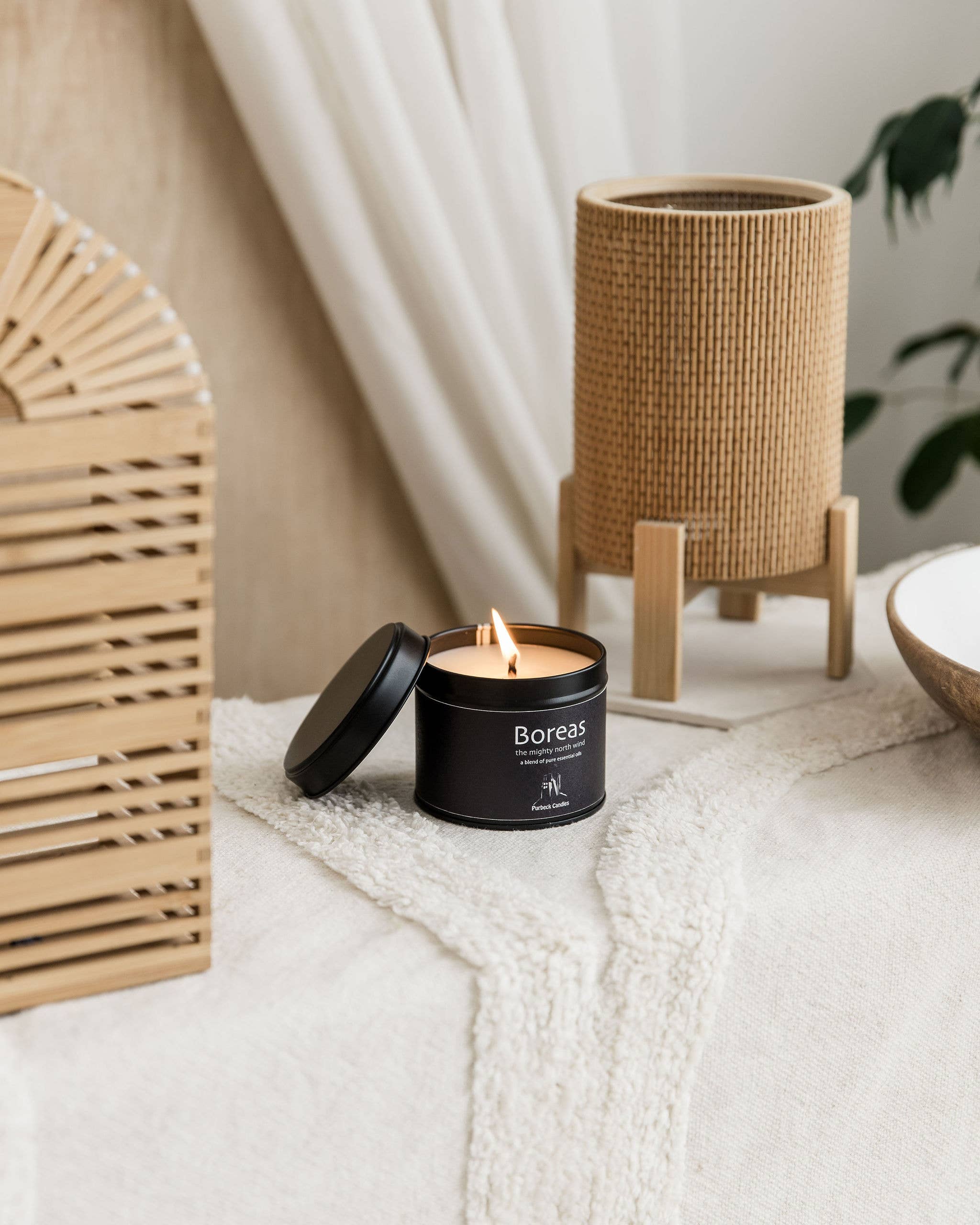 Purbeck Candles – wholesale Travel candles – Elements Range - Boreas  Essential Oil Candle 200g black Tin1