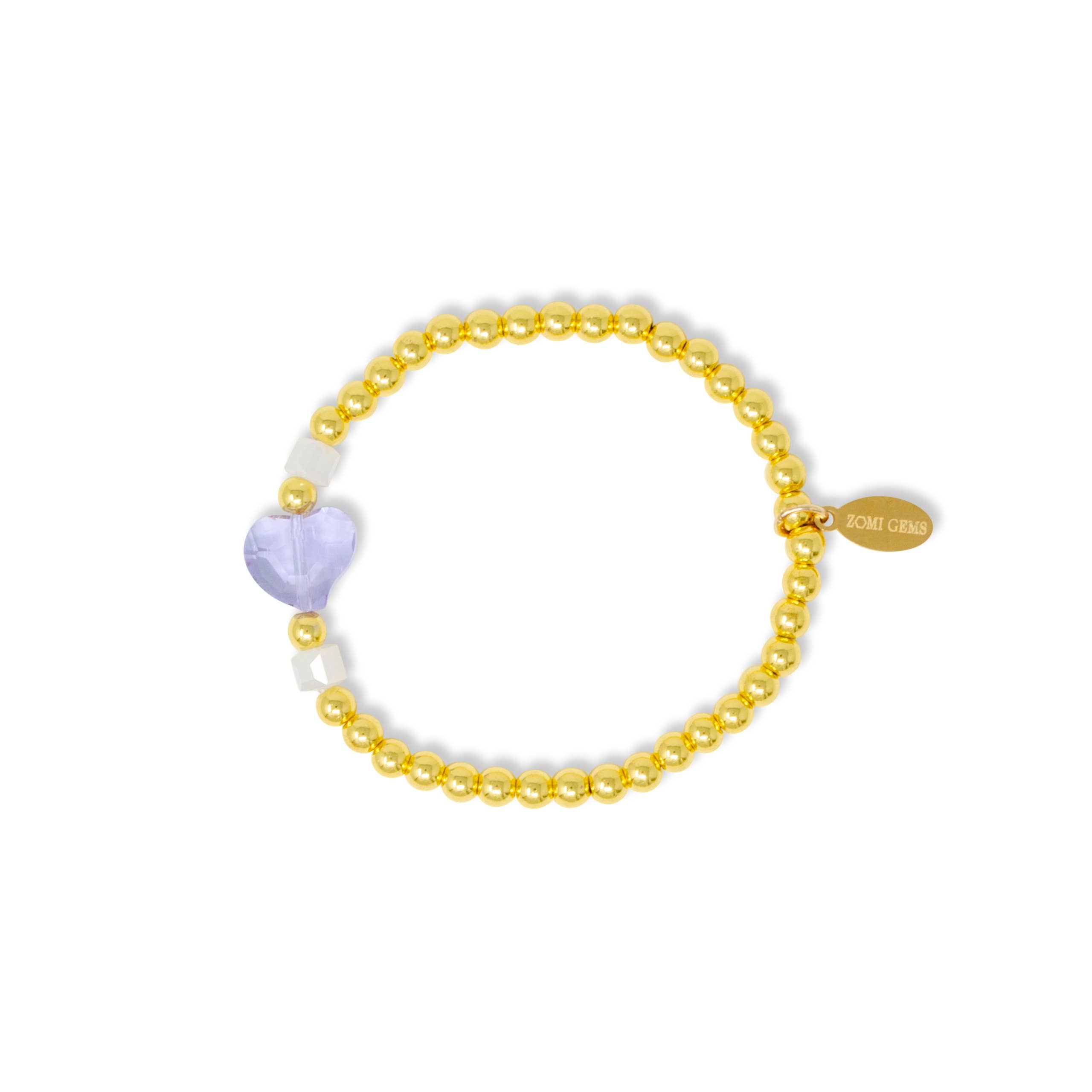Tiny Treats and ZOMI GEMS - Wholesale Beaded Bracelet - Kids - Stretchy Gold Bead Heart Birthstone Bracelets for Kids11