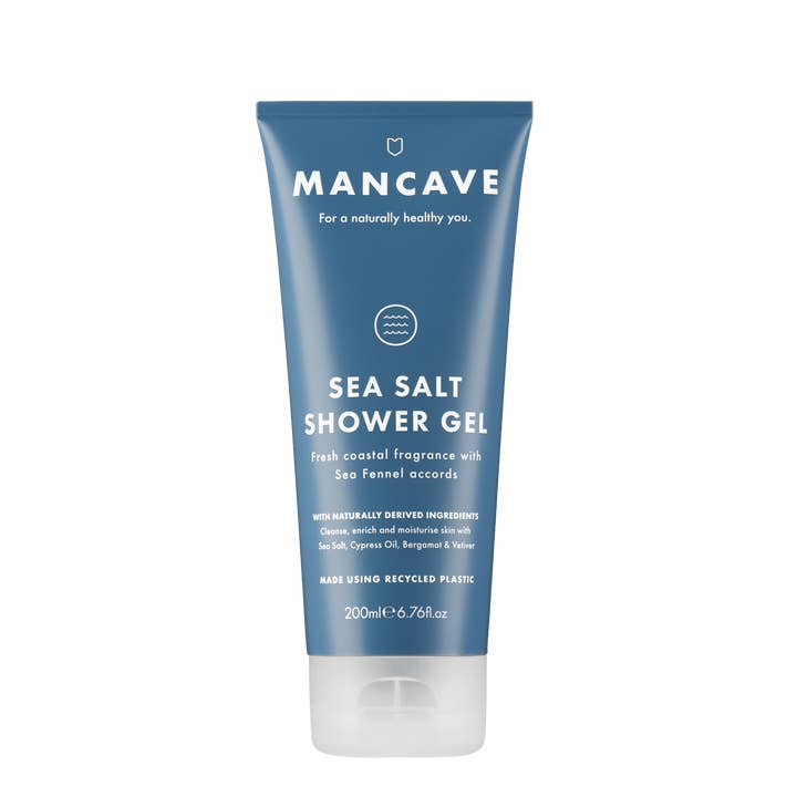 Mens Shower Gel | 200ml | Sea Salt Scent | Natural Formulation | Gift for him for wholesale by ManCave