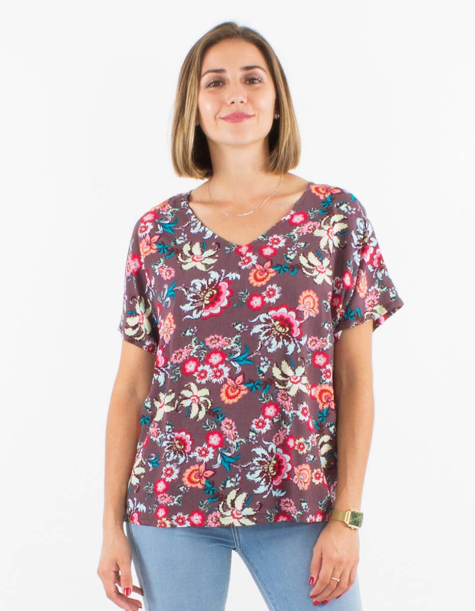 Coline - Wholesale Blouse - Dames - Blouse met korte mouwen van bedrukte viscose2