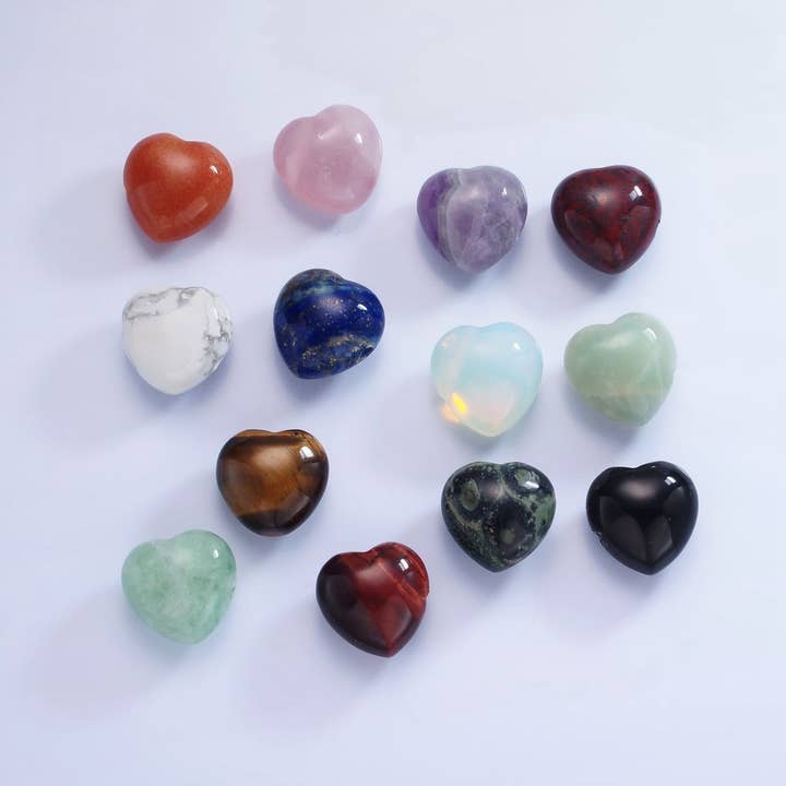 20mm Natuurlijke Edelsteen Hart Bedel Bol Hart Natuursteen | B886 - B892 voor wholesale door Aim Eternal