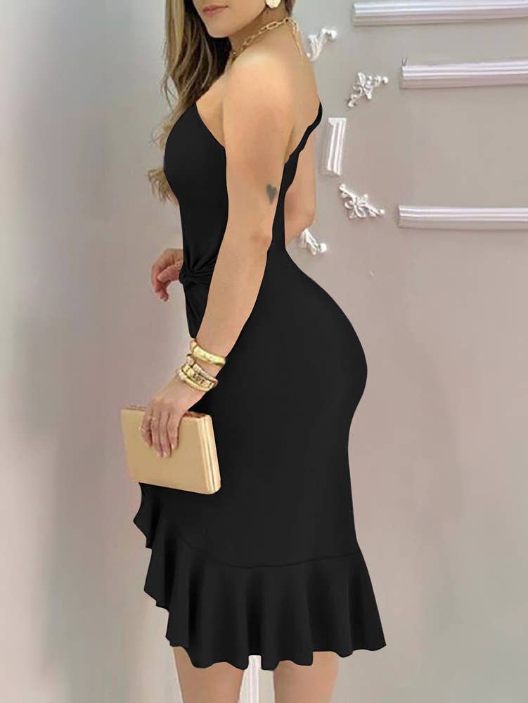 YNIQUE – wholesale Dress – Women's – Womens One Shoulder Ruched Bodycon Dress Party6