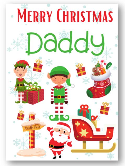 Second Ave Daddy Santa Elf Workshop Christmas Card for wholesale by Second Ave Gift Company