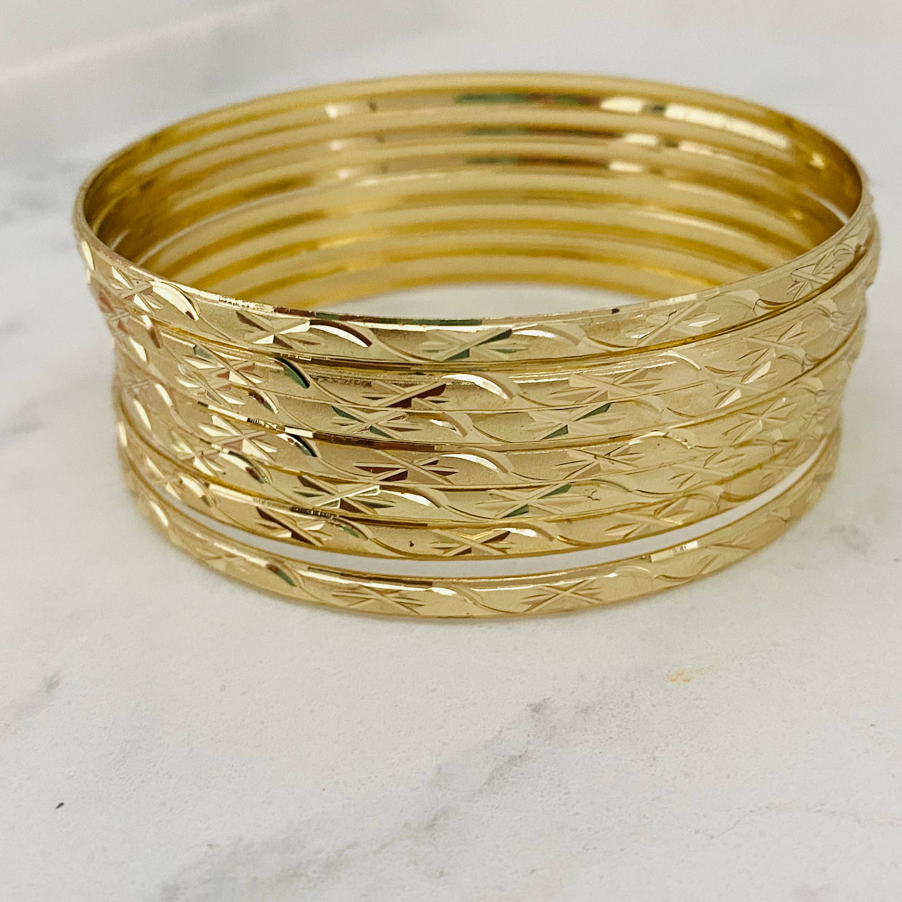 Housegoldjewelry - Wholesale Jewelry Set - Gold Filled Set of Bangles, Indian Bangle Set,4