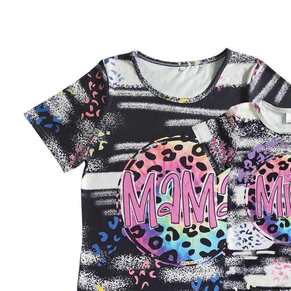 Aier Wholesale - Wholesale Mommy & Me Sets - Baby girls Mama and me tie dye short sleeve shirts(mommy and me)9