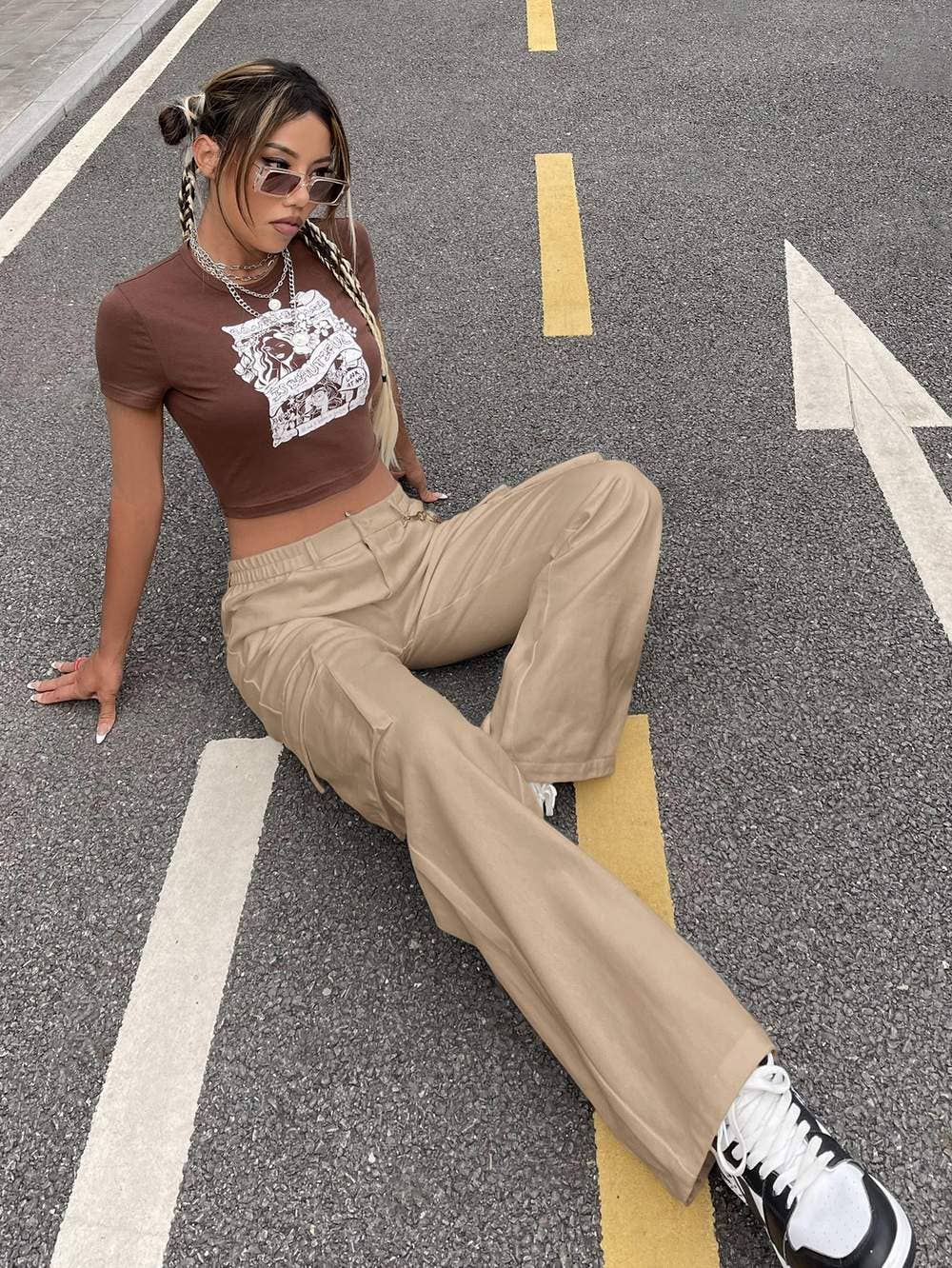 Fashion Combination - Wholesale Pants - Women's - flap pocket side cargo pants5