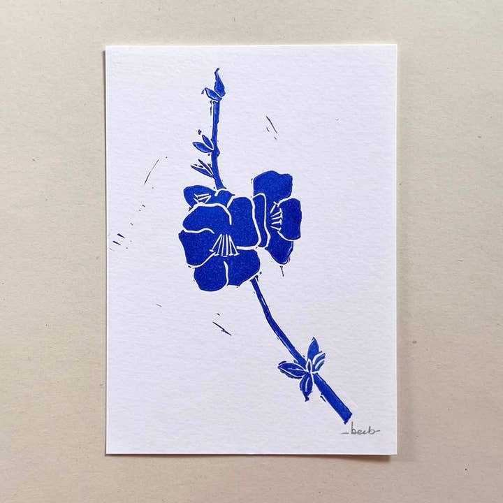 Linogravure 10x15cm (A6) - 'Cherry Flower' for wholesale by beeb