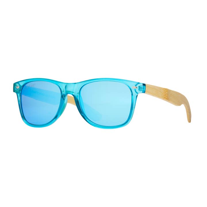 Classic - Crystal Aqua / Bamboo / Ice Blue Polarized for wholesale by Blue Planet Eco-Eyewear