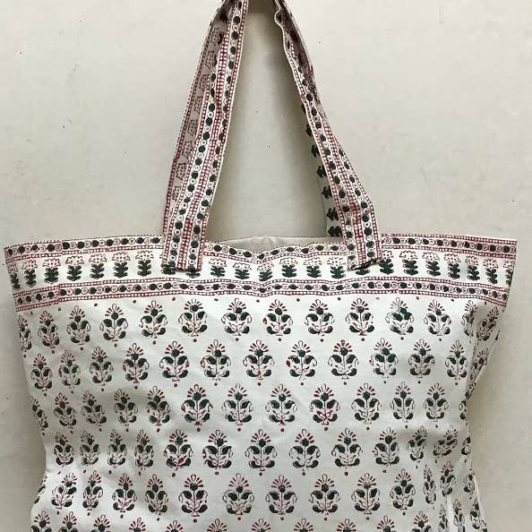 Picnic Bag Alwar Green Red for wholesale by natural habitat
