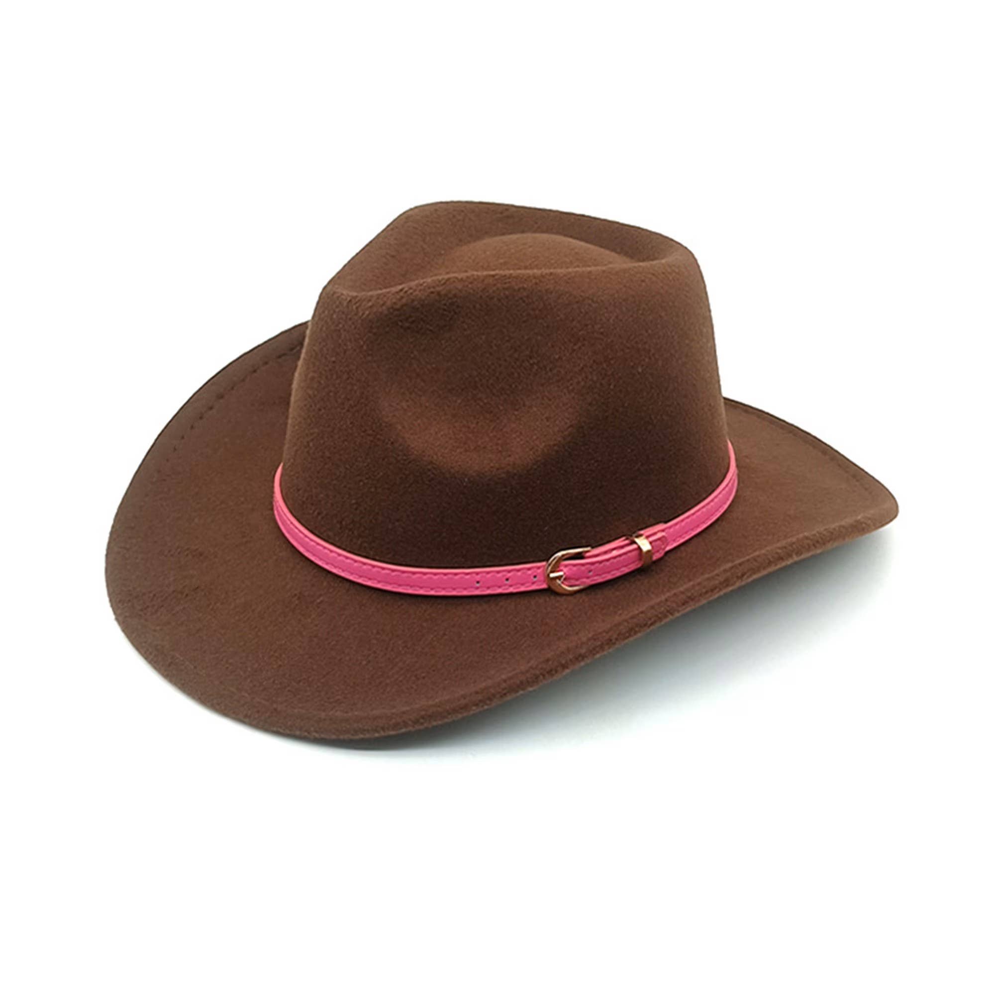 Syrrios Gifts LLC - Wholesale Cowboy Hat - Unisex - Cowboy Cowgirl Western Felt Hat with Pink Band Buckle16