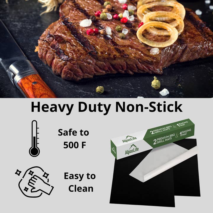 Alpas Life - Wholesale Grill Pan/Griddle - BBQ Grill Mats (Set of 2) Plus Oven Baking Mat