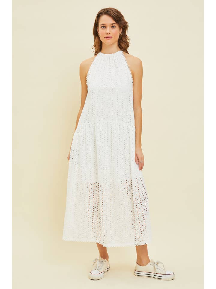 Heyson - Wholesale Dress - Women's - LD1041 SLEEVELESS DROP WAIST EYELET DRESS