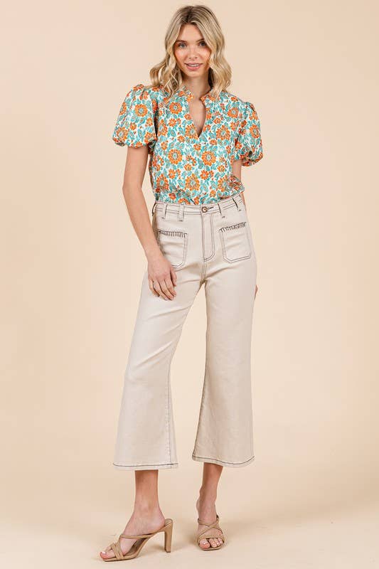 GeeGee x Lovelo - Wholesale Pants - Women's - Blanket Stitching High-Waisted Cropped Pants, OP51712.9