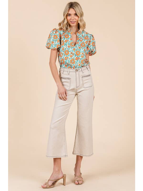 GeeGee x Lovelo - Wholesale Pants - Women's - Blanket Stitching High-Waisted Cropped Pants, OP51712.9