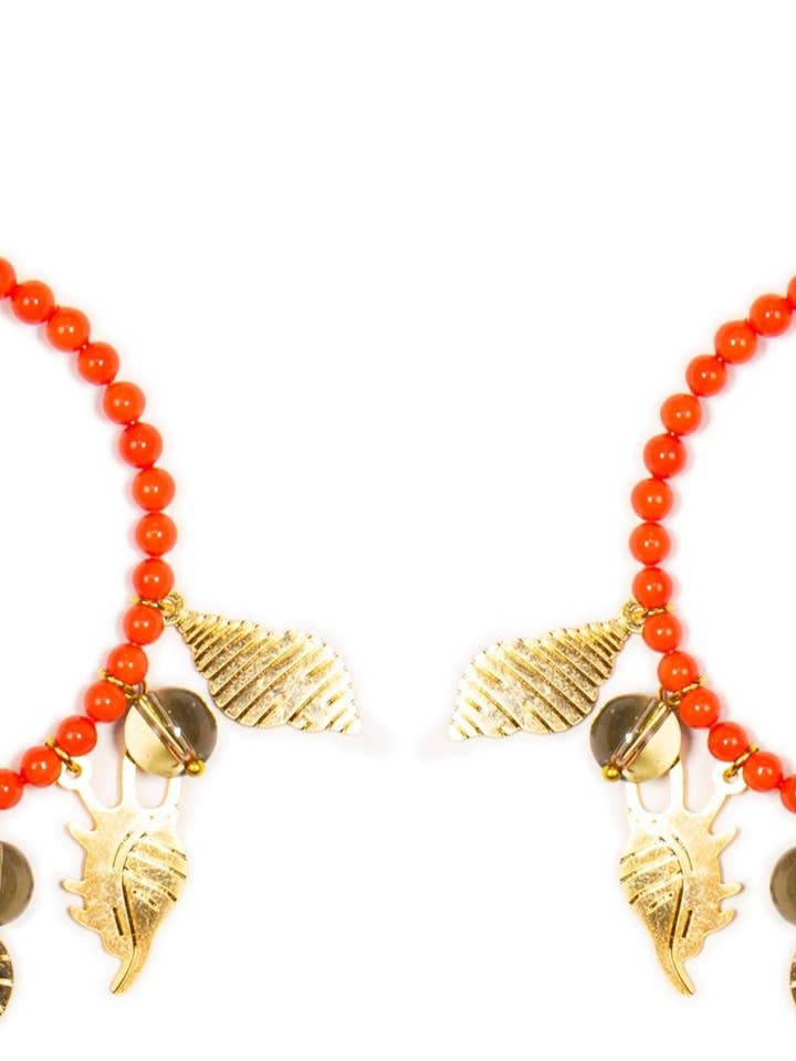 Boucles d'oreilles longues Coralo en corail pour la vente par CASHFANA