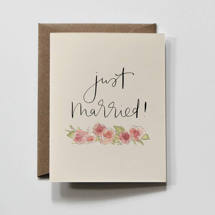 everglow handmade - Vente Faire-part de mariage - Just Married | Carte de vœux de mariage de félicitations1