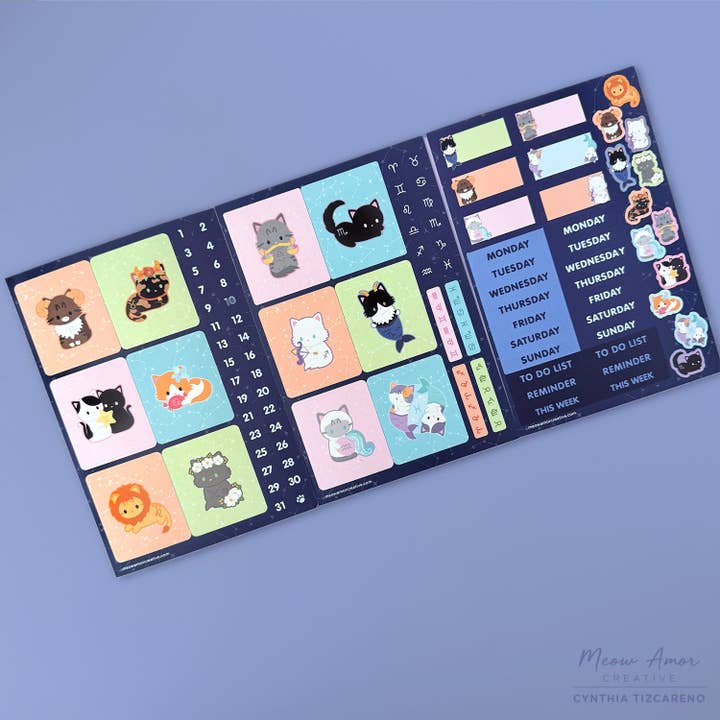 Meow Amor Creative - Wholesale Sticker - Zodiac Cats Planner Sticker Kit1