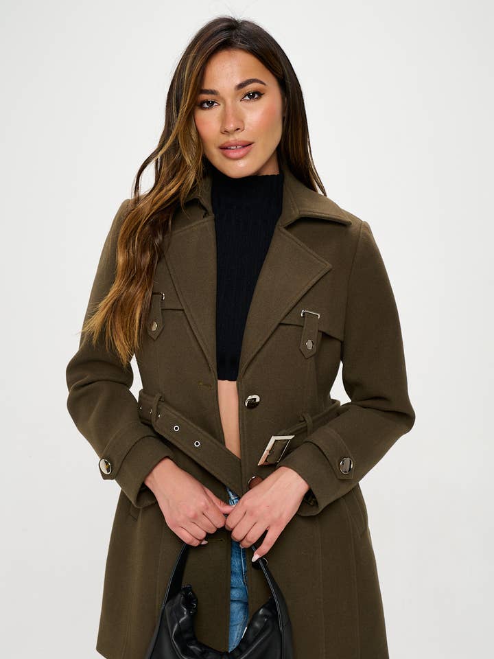 Olive Wool Blazer Jacket for wholesale on Faire