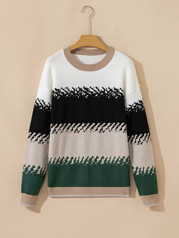 Black Sophia Pattern Drop Shoulder Sweater for wholesale on Faire