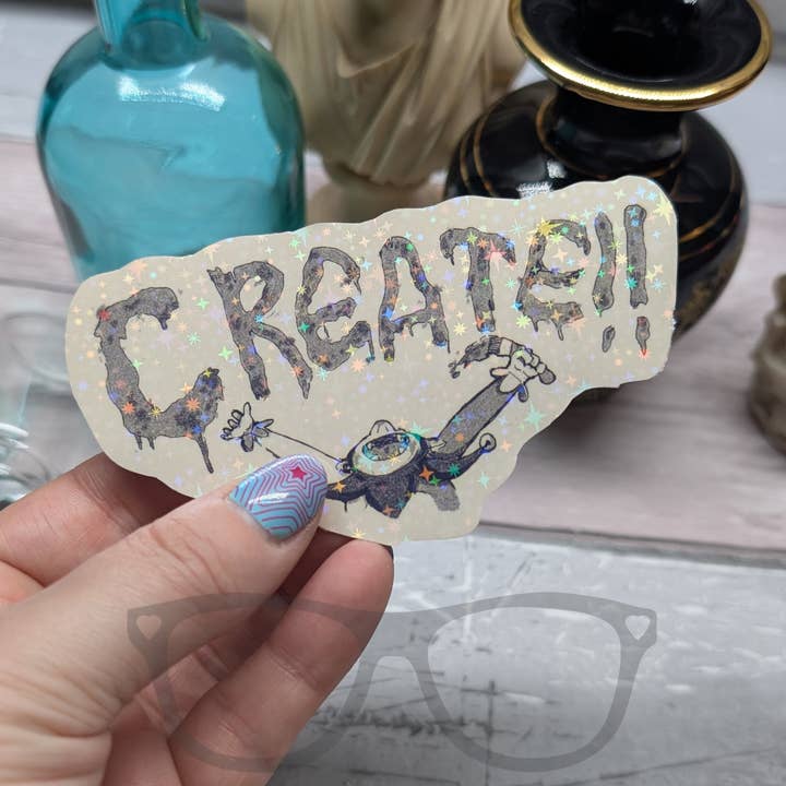 Create! Goblin sparkly vinyl sticker for wholesale by Mini Geek Boutique